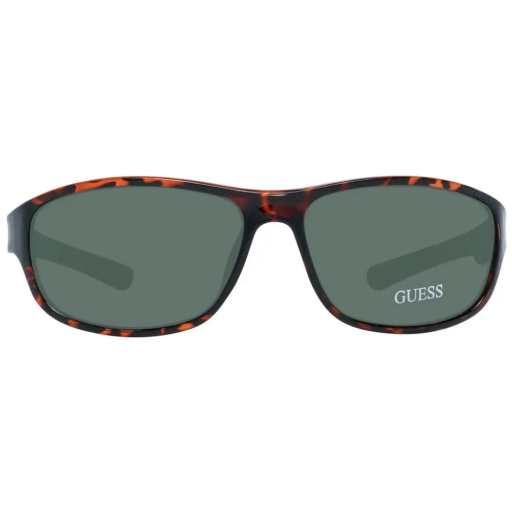 Lunettes de soleil guess en plastique marron à motif écaille avec verres verts foncés