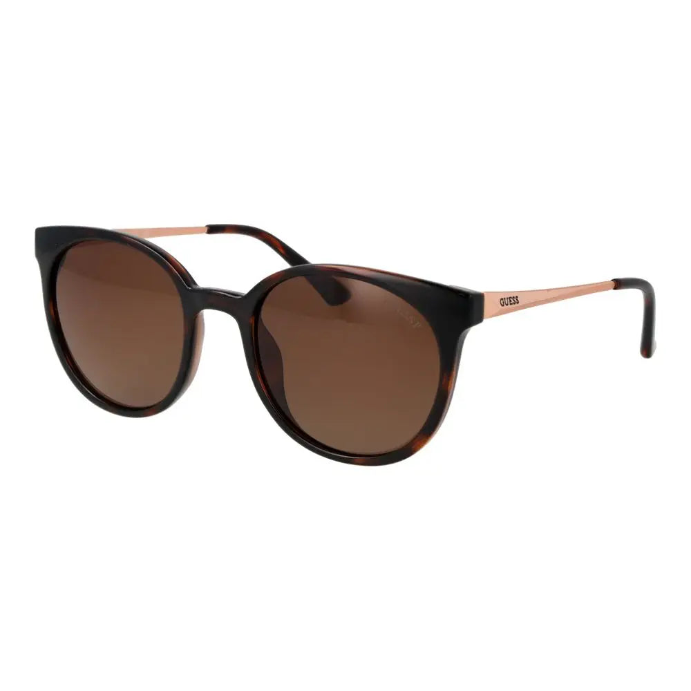 Lunettes de soleil guess marron en acétate avec branches en métal rose doré et verres marron foncé