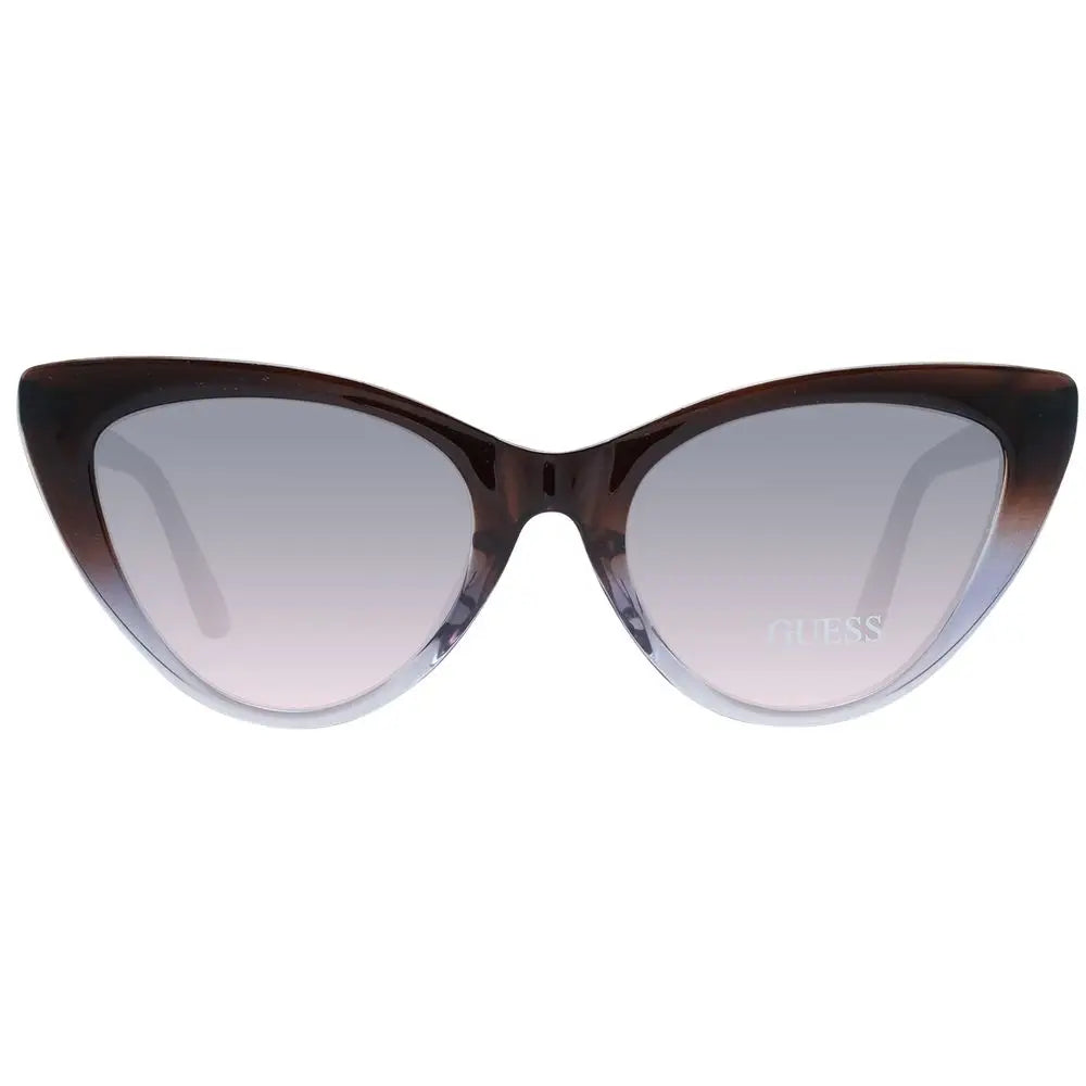 Lunettes de soleil guess en plastique marron avec monture œil de chat et verres dégradés gris modernes