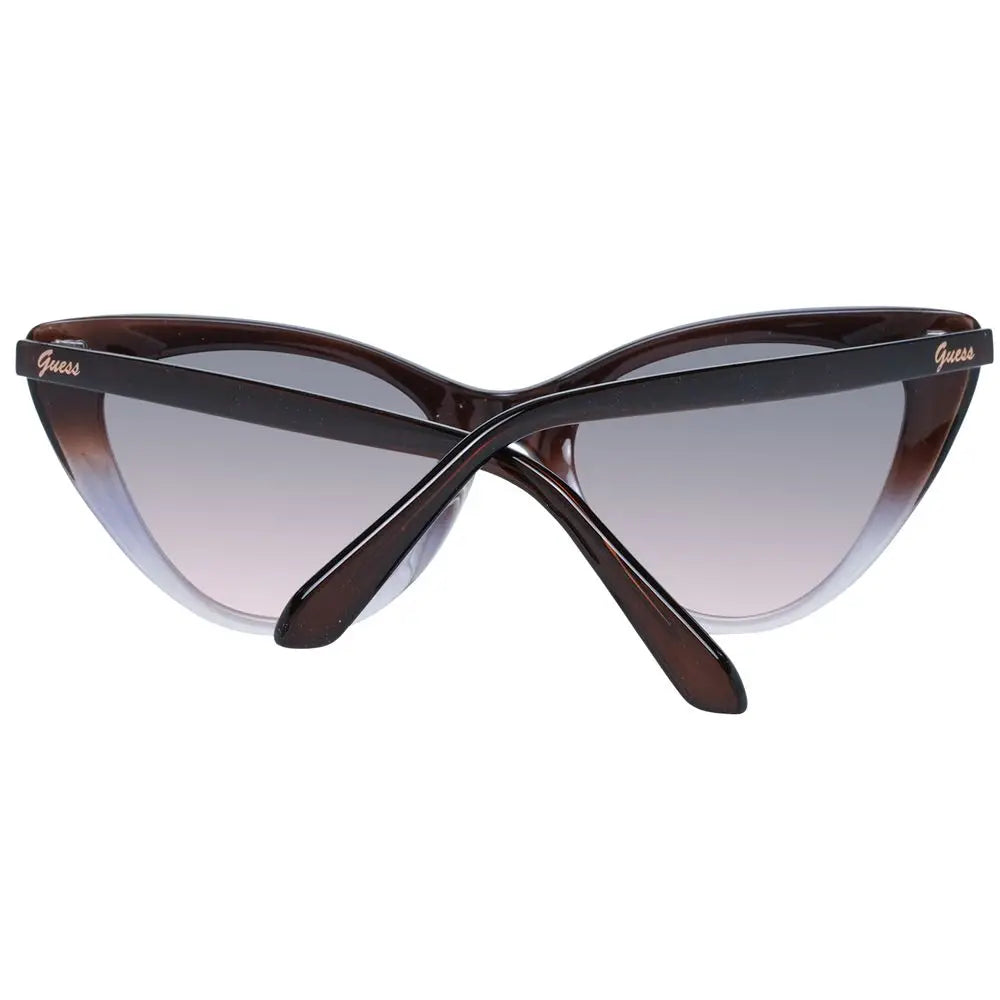 Lunettes de soleil guess marron en plastique avec verres dégradés gris et monture effet écaille brillante