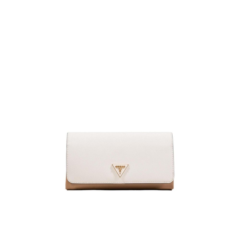 Sac clutch Guess beige en polyéthylène avec bandoulière, élégant et pratique pour les occasions spéciales.
