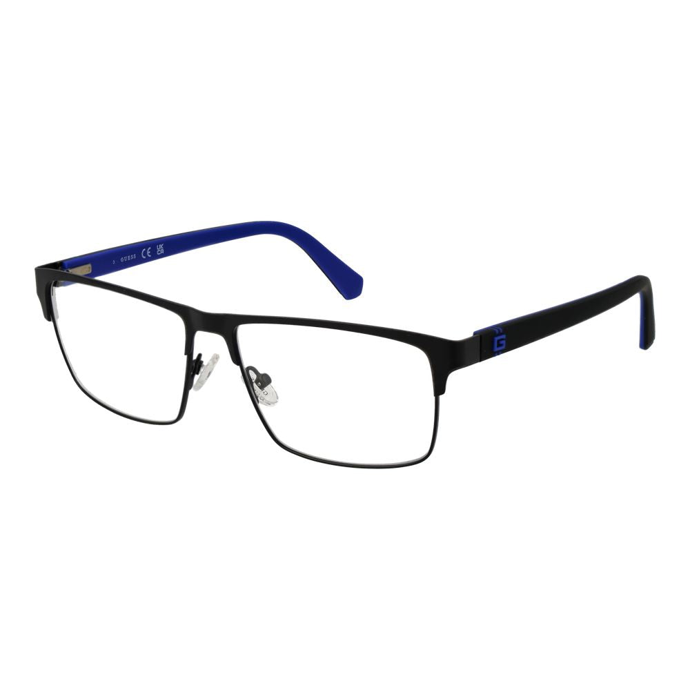 Lunettes de vue en métal noir Guess avec monture en verre, style moderne et élégant pour un look sophistiqué.