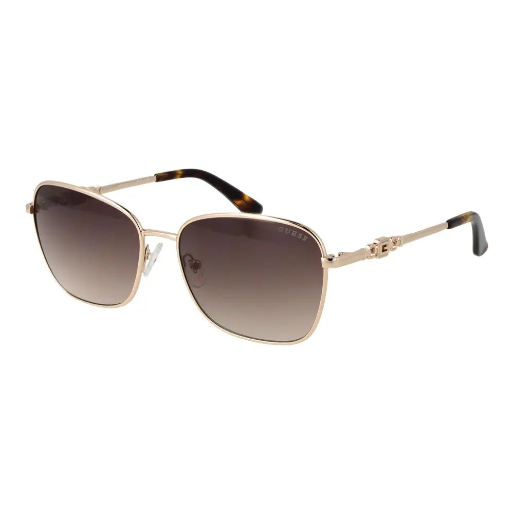 Lunettes de soleil guess en métal doré avec embouts en écaille et verres marron dégradés
