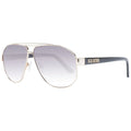 Lunettes de soleil guess en métal doré avec monture argentée, verres dégradés gris et branches noires logo guess