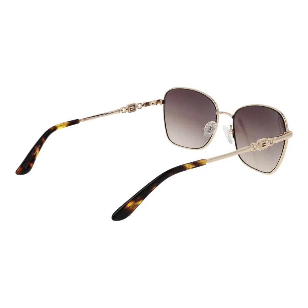 Lunettes de soleil guess en métal doré avec monture carrée, branches effet écaille et verres dégradés marron