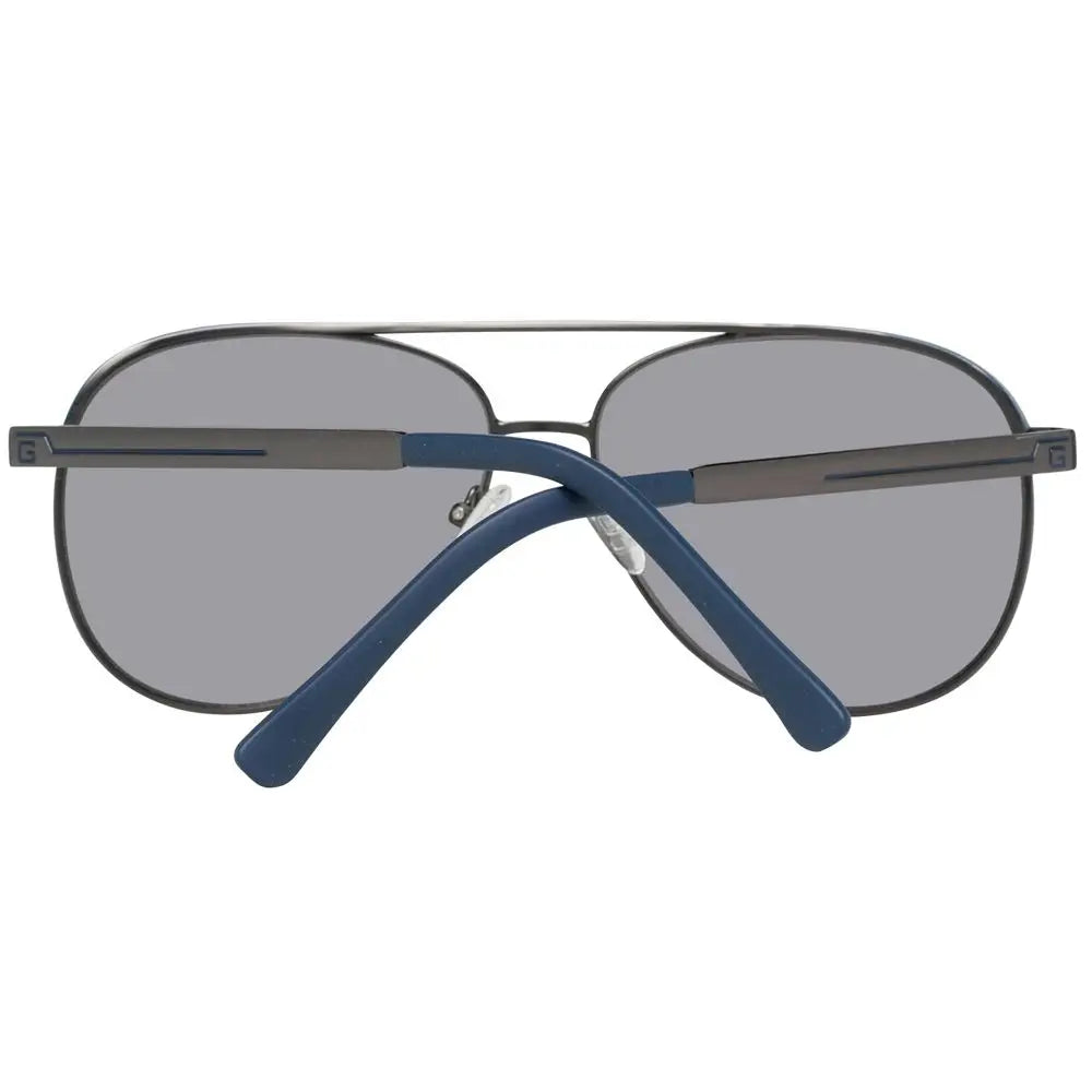 Lunettes de soleil guess grises en métal avec monture aviateur bleu et gris et verres dégradés