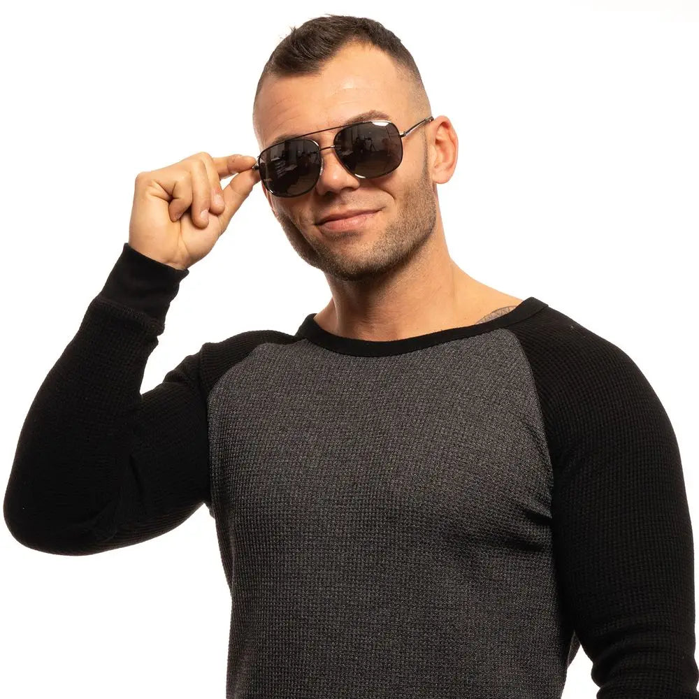 Lunettes de soleil aviator guess en métal gris avec verres foncés et monture métallique noire