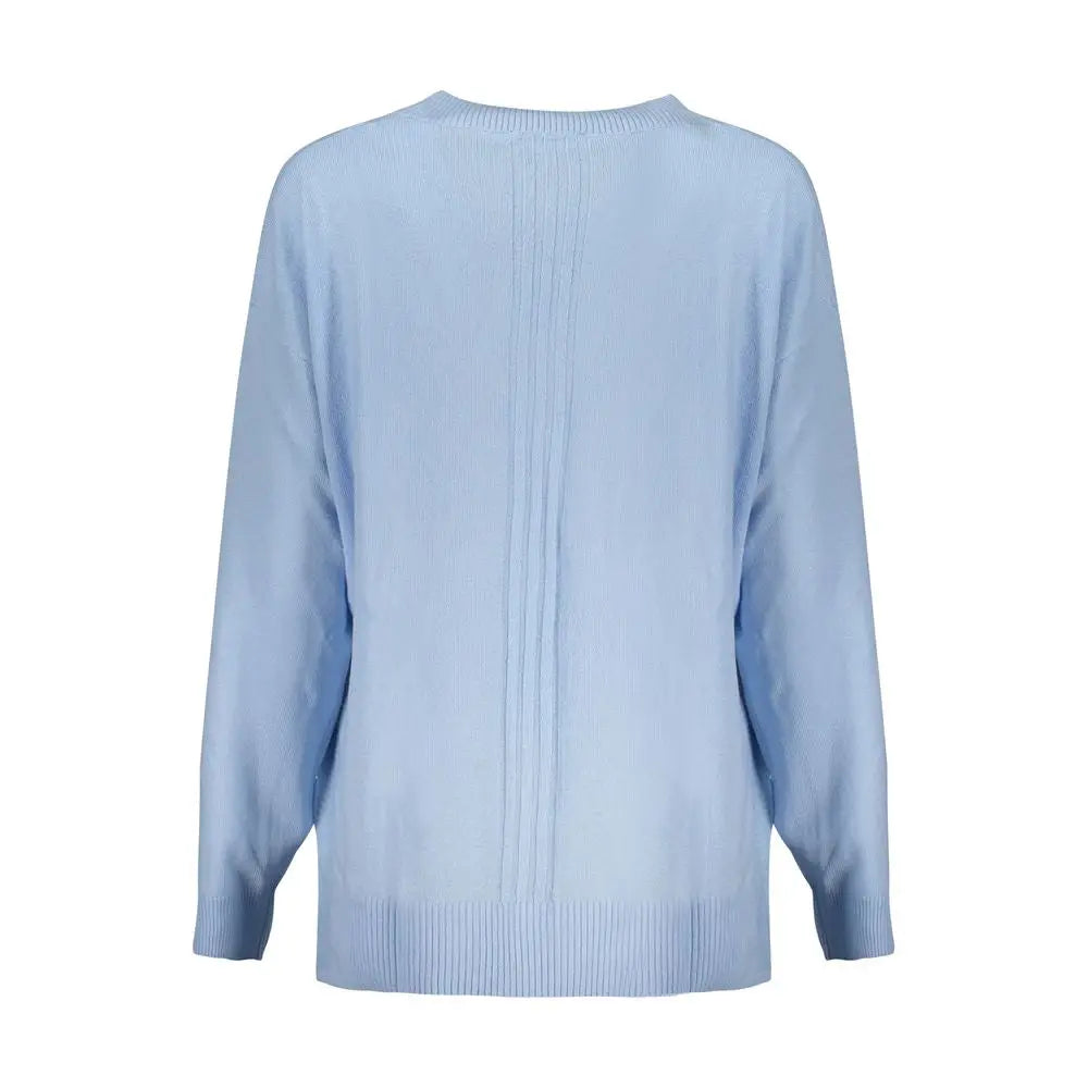 Sweater guess jeans azzurro en acrylique bleu clair avec détails côtelés au col, poignets et ourlet