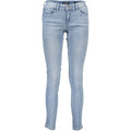 Jeans slim fit en coton azzurro clair avec délavé subtil et étiquette guess à la taille pour femme