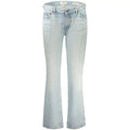 Jeans flare guess jeans azzurro coton femme en denim clair légèrement délavé avec cinq poches classiques