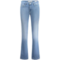 Jeans femme guess en coton azzurro bleu clair avec coupe évasée cinq poches et effet délavé subtil