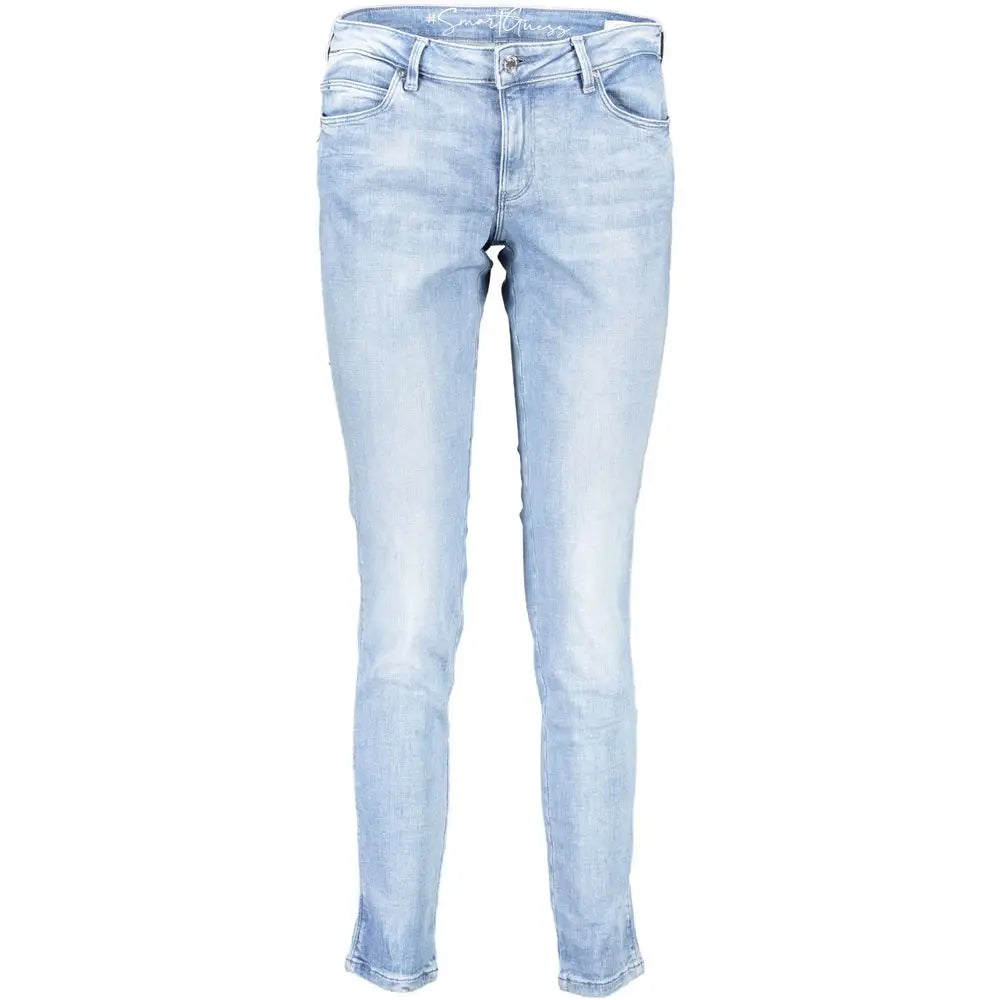 Jeans guess azzurro en coton bio femme de couleur bleu clair slim avec délavage subtil