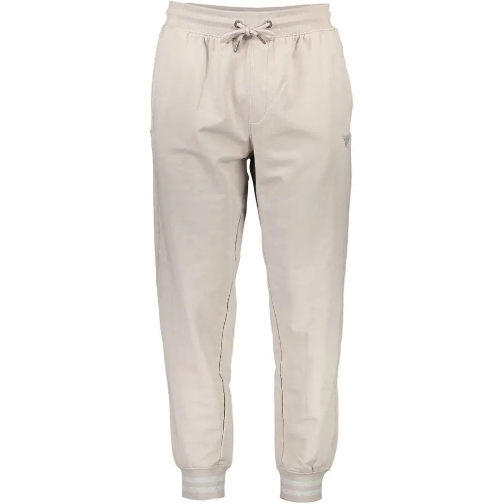 Beige joggers guess jeans en coton pour homme avec taille à cordon et poignets côtelés