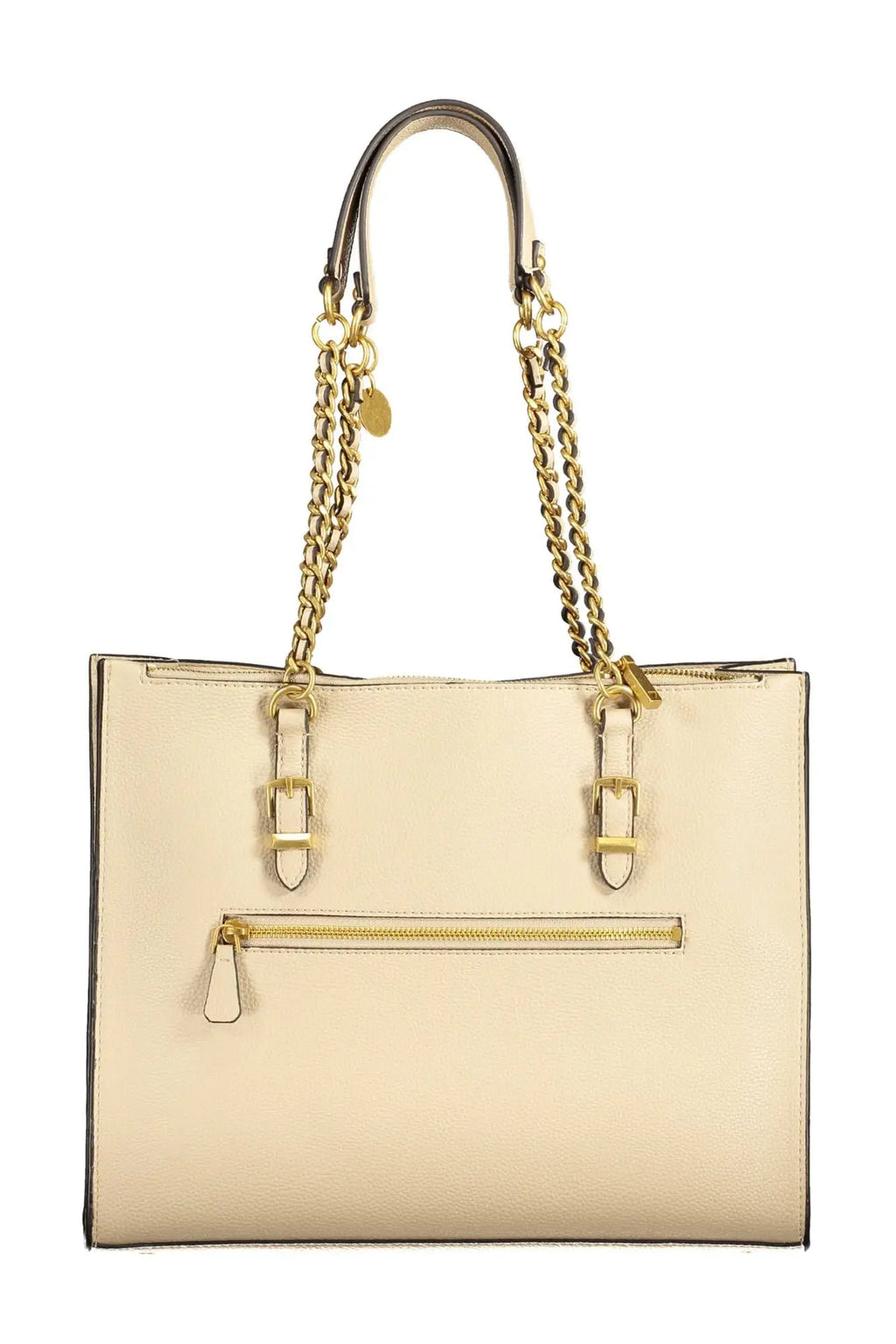 Sac fourre-tout en cuir beige avec chaîne et anses dorées sac à main guess jeans en polyéthylène