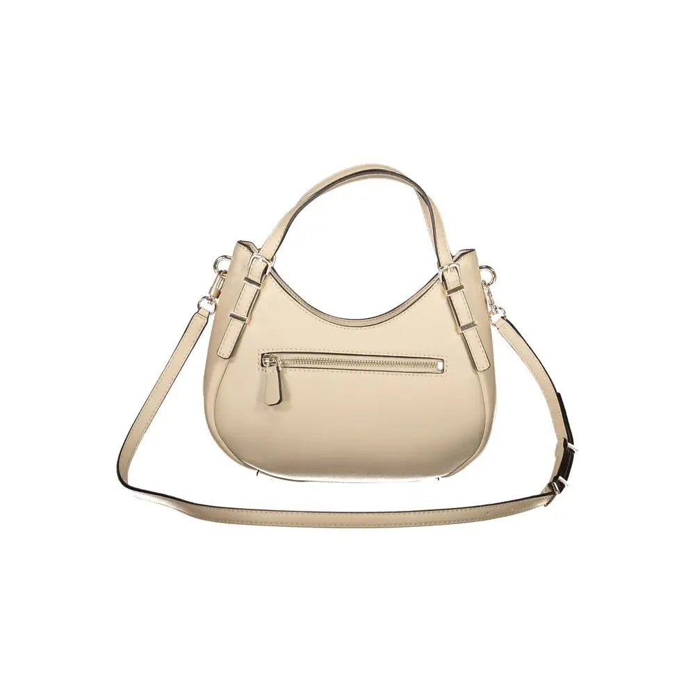 Sac à main femme guess jeans beige en cuir synthétique crème avec anse supérieure et bandoulière amovible