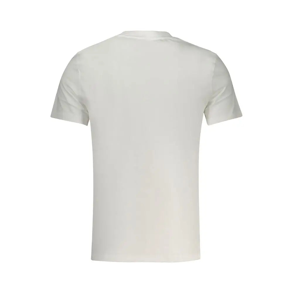 T-shirt homme guess jeans bianco en coton blanc avec col rond simple et manches courtes