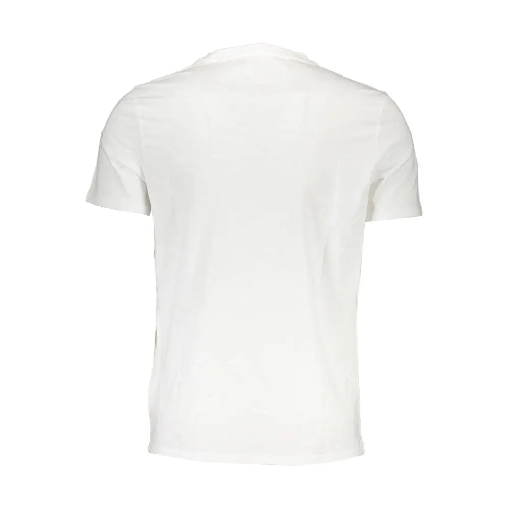 T-shirt homme guess jeans bianco en coton blanc avec col rond classique et manches courtes