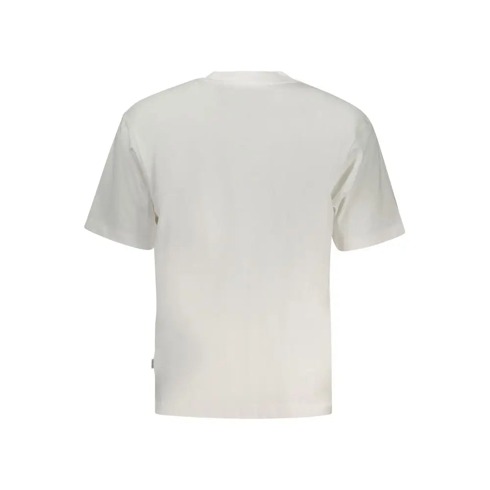T-shirt guess jeans bianco pour homme en coton off-white à manches courtes avec col rond et finitions discrètes