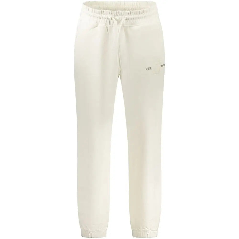 Pantalon homme guess jeans bianco en coton crème doux avec taille élastique et logo discret sur la cuisse
