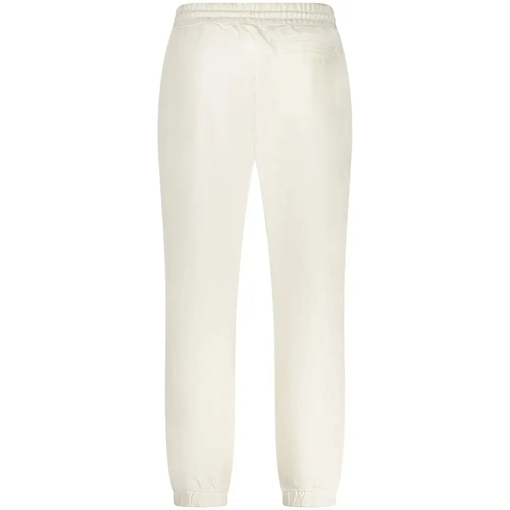 Pantalon jogger guess jeans bianco en coton crème avec taille élastique et poignets côtelés doux au toucher
