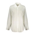 Chemise guess jeans bianco en coton blanc avec manches longues col classique et plis subtils devant pour femme