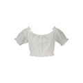 Blouse blanche courte en coton avec manches bouffantes et broderies guipure guess jeans bianco femme