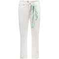 Jean skinny blanc guess en lyocell pour femme avec foulard bleu clair et blanc noué à la taille