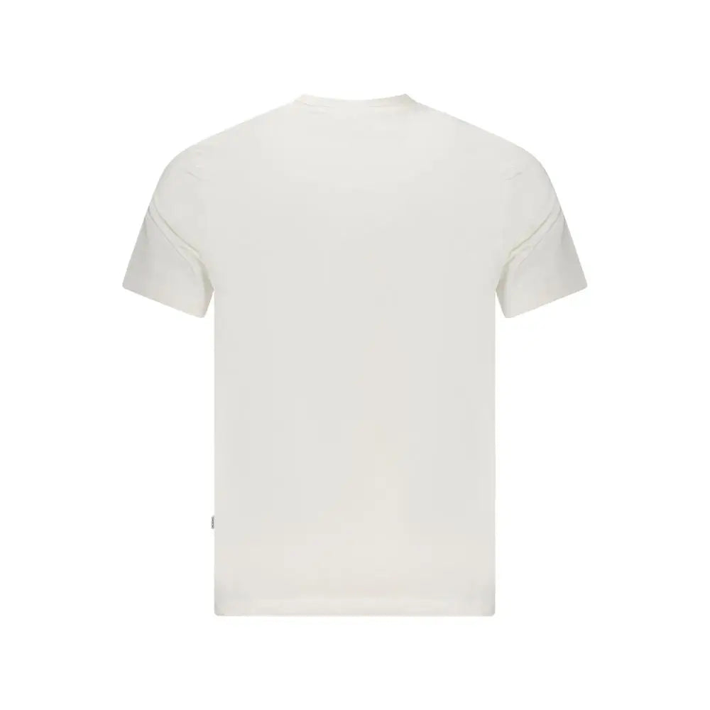 T-shirt guess jeans bianco pour homme en coton bio de couleur blanc cassé avec manches courtes et coutures discrètes