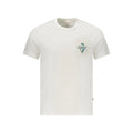T-shirt guess jeans bianco en coton biologique pour hommes avec logo palmier brodé sur la poitrine gauche
