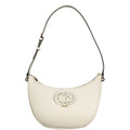 Sac à bandoulière guess jeans bianco en polyuréthane crème avec design courbé et logo métallique élégant
