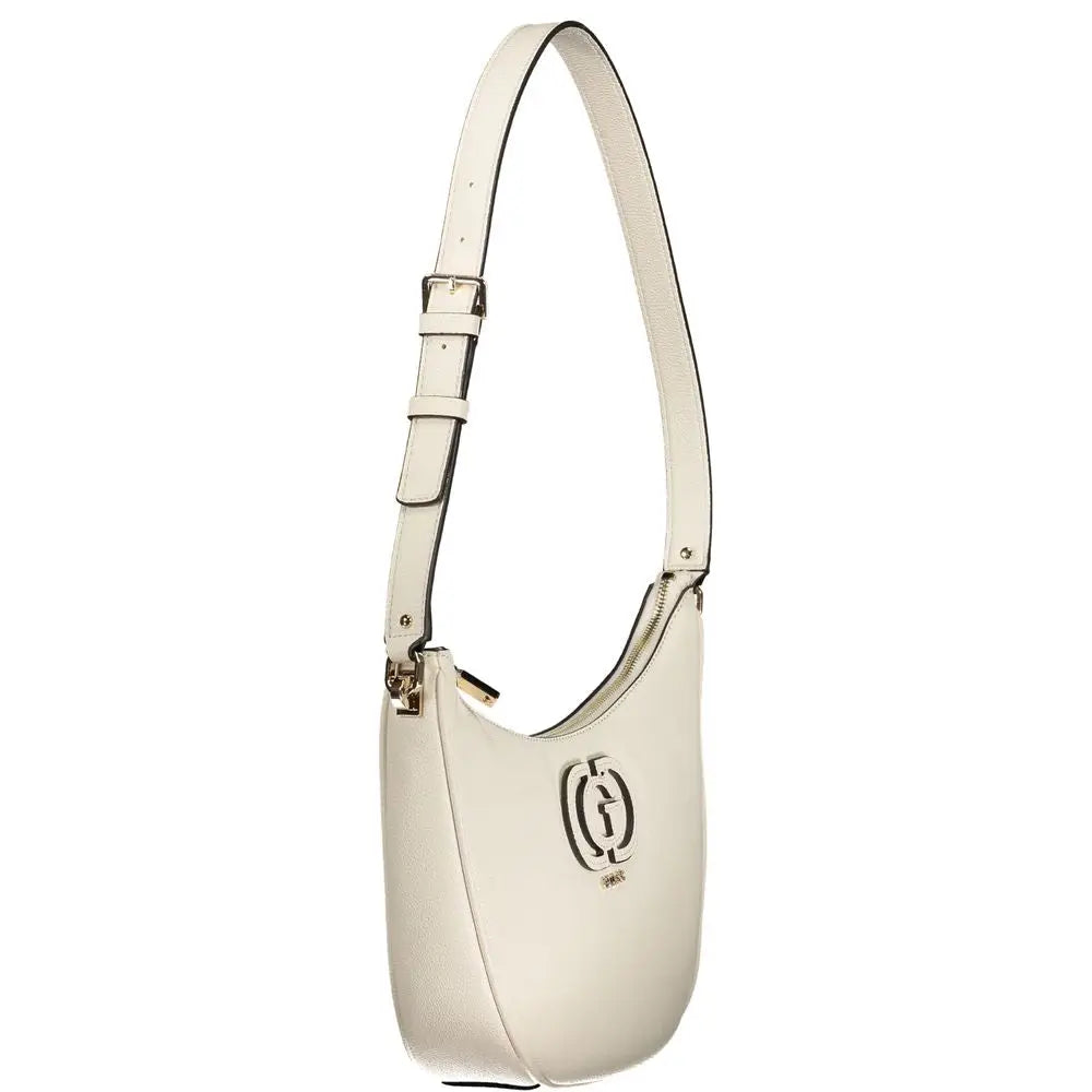 Sac à bandoulière guess jeans bianco en cuir crème avec design minimaliste et détails dorés en polyuréthane