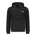 Sweat à capuche slim fit guess jeans noir en coton pour homme avec logo triangulaire discret et cordons assortis
