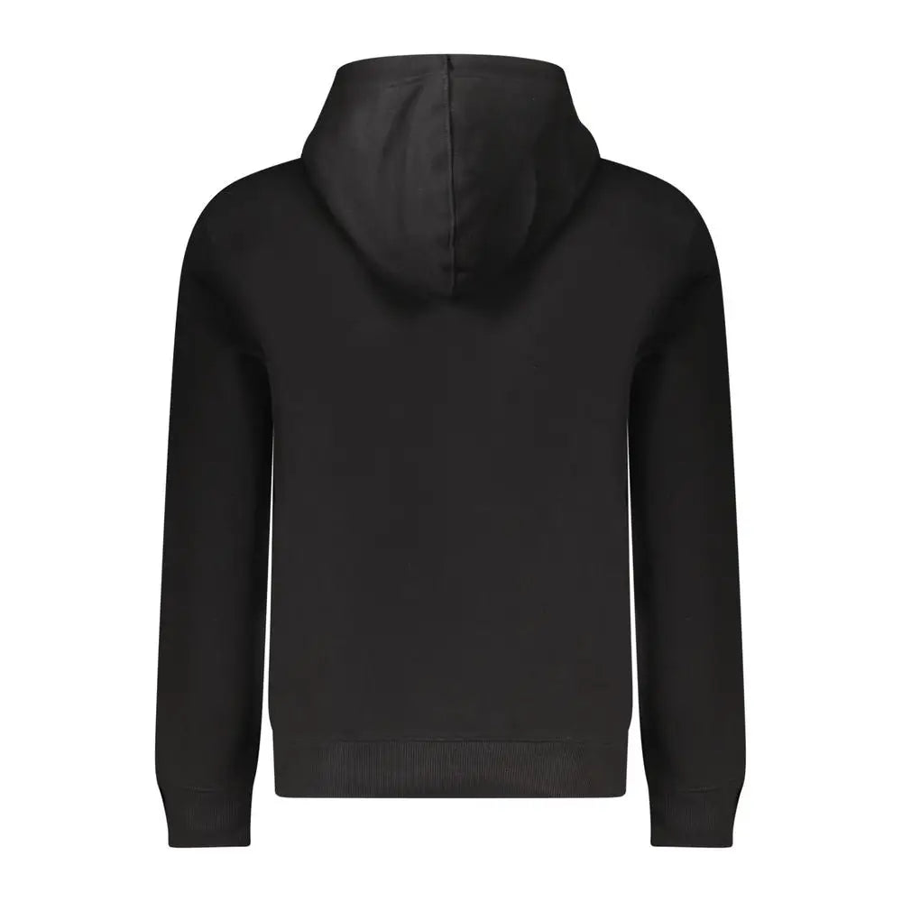Sweatshirt à capuche slim fit guess jeans noir en coton pour homme avec design uni et poignets côtelés