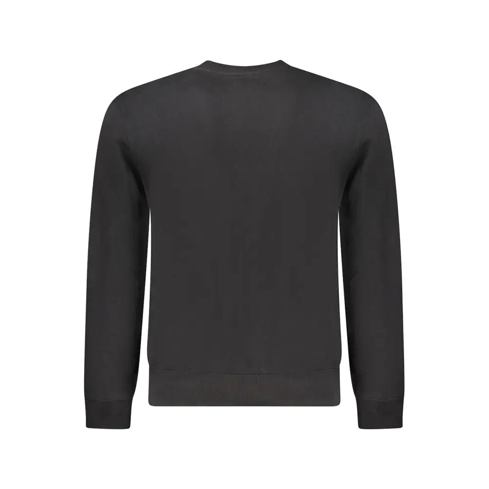 Sweatshirt guess jeans noir en coton pour homme avec manches longues et tissu doux lisse