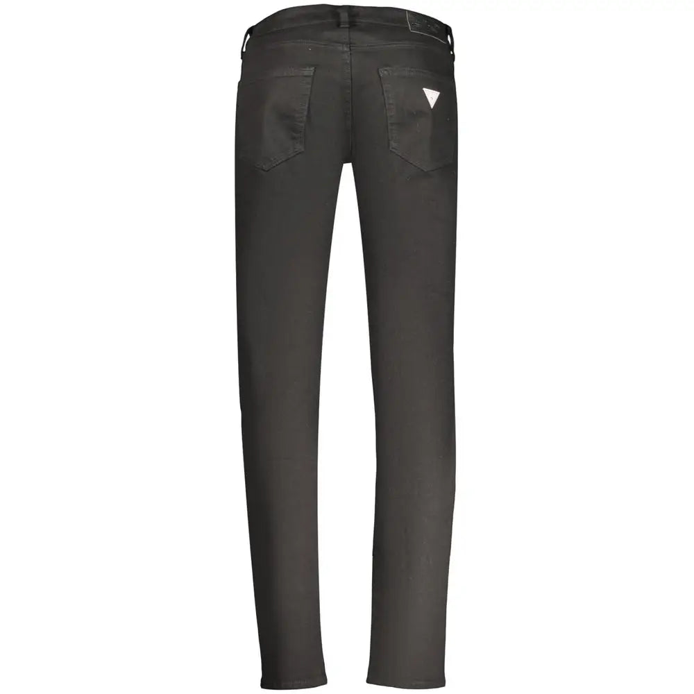 Jeans guess homme noirs en coton slim avec logo triangulaire blanc subtil visible sur la poche arrière