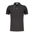 Polo homme guess jeans noir en coton avec logo brodé subtil et boutons blancs