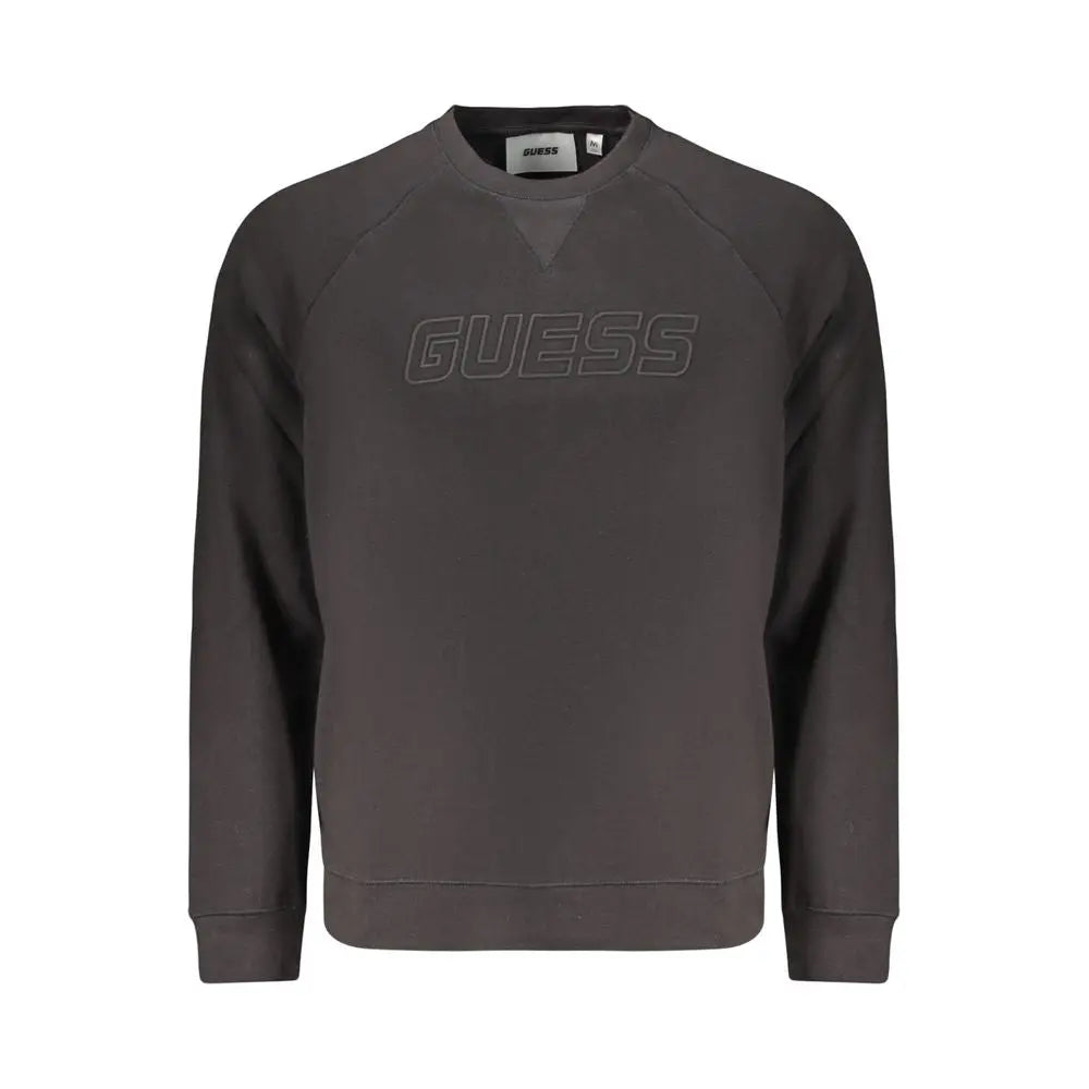 Sweatshirt homme noir en coton guess jeans avec logo tonal sobre sur la poitrine