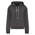 Sweatshirt femme guess jeans noir coton avec capuche gris foncé cordons blancs et petit logo est 198 sur la poitrine