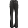 Jeans noirs en coton guess pour femme avec coupe évasée, cinq poches classiques et détails argentés