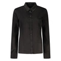 Chemise noire guess jeans femme en coton à manches longues avec col classique et coutures discrètes