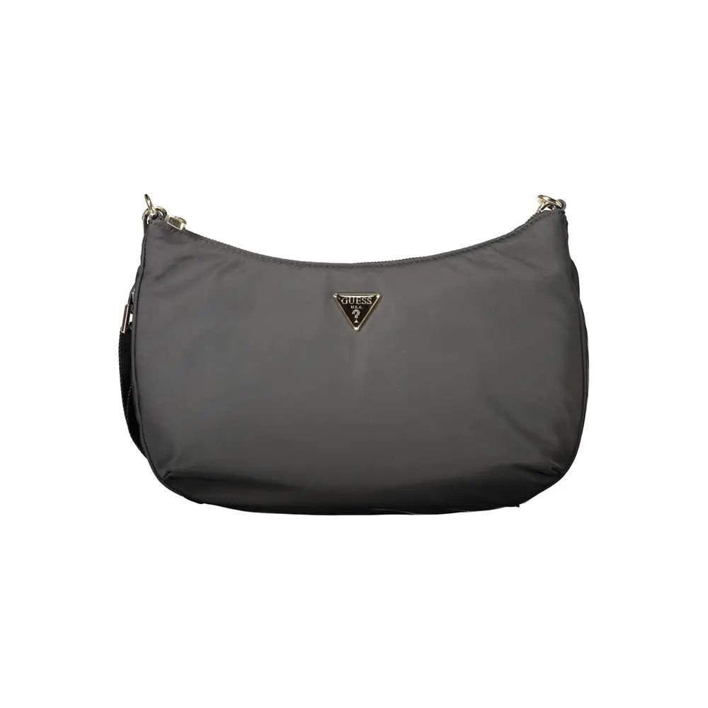 Sac à bandoulière guess gris foncé en polyester avec logo triangulaire et détails métalliques pour femme
