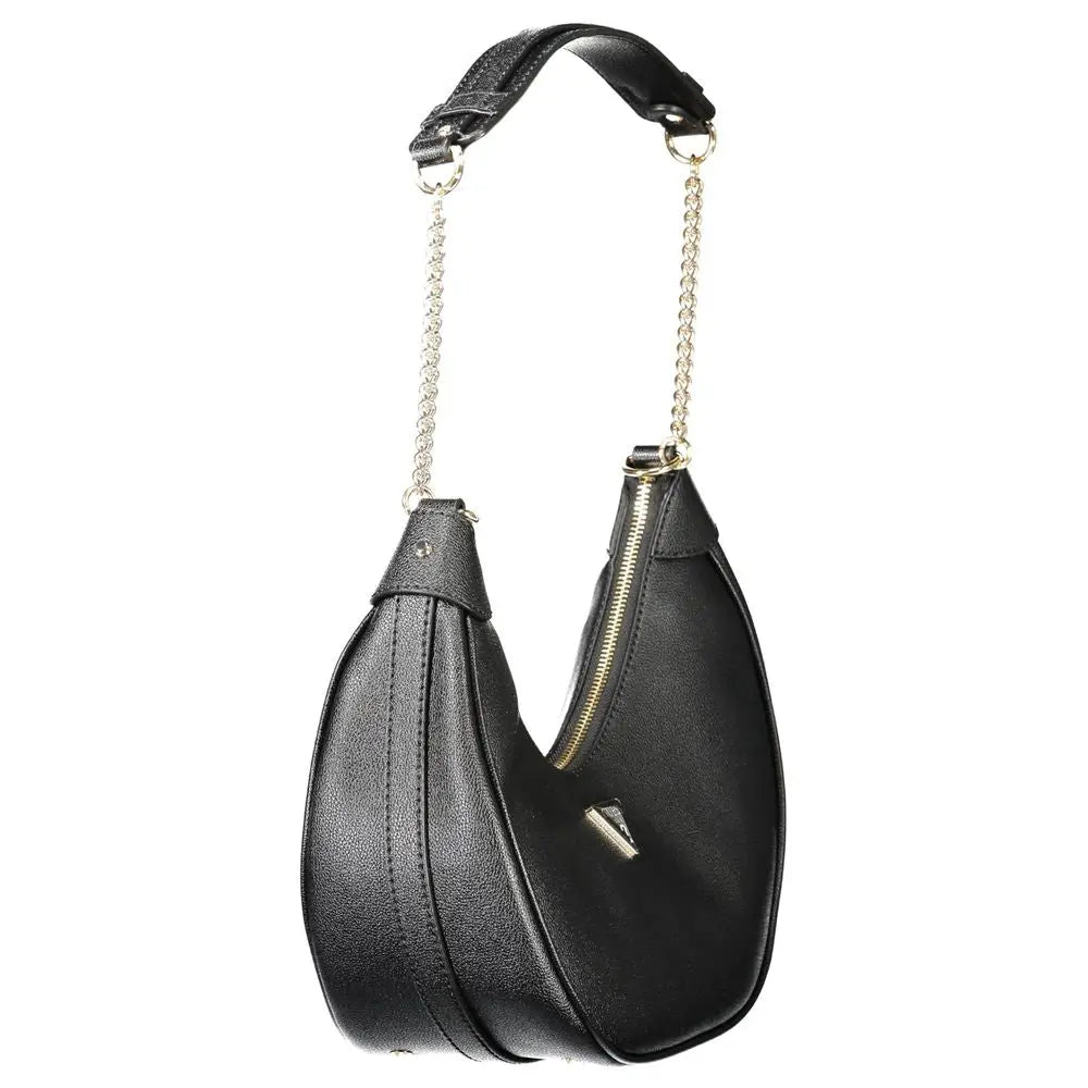 Sac à main pour femme guess jeans en polyéthylène noir avec bandoulière en chaîne et fermeture éclair dorée