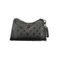 Sac à main guess jeans noir en polyuréthane avec motif logo embossé et détail pompon