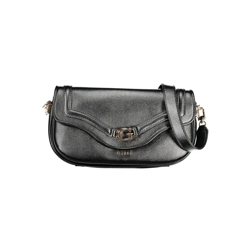 Sac bandoulière guess jeans noir en polyuréthane avec finition mate et fermoir logo doré élégant