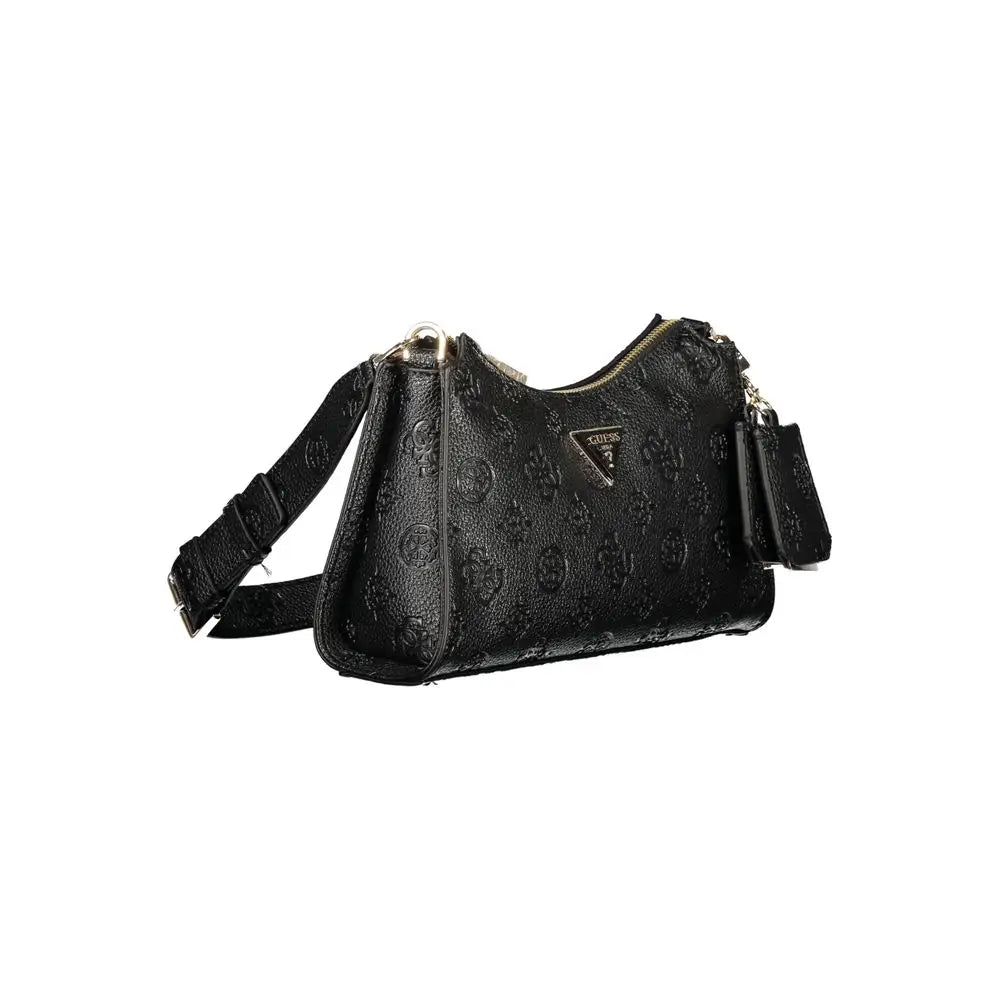 Sac à bandoulière guess jeans noir en polyuréthane avec motif de crâne embossé et détails dorés pour femme