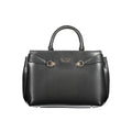 Sac à main guess jeans noir en polyuréthane avec poignées supérieures et ferrures argentées en cuir noir