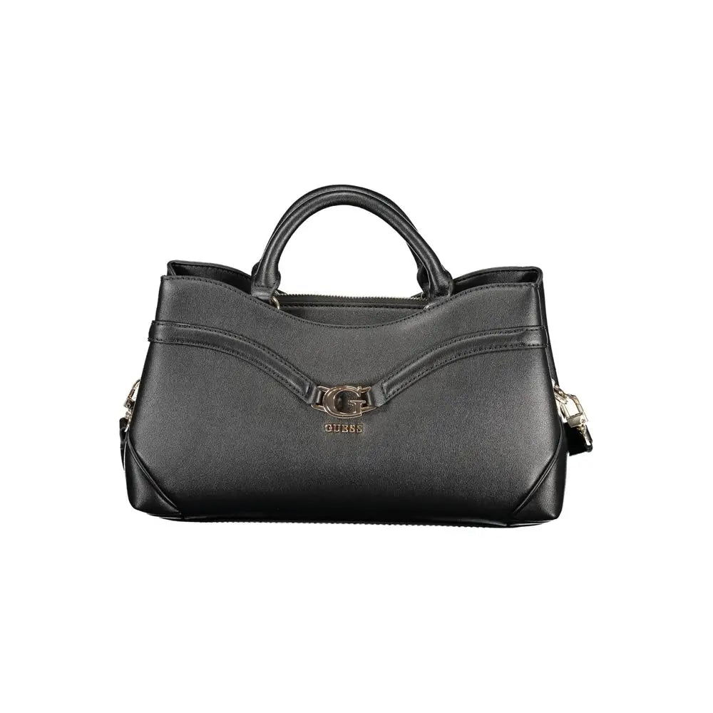 Sac à main guess jeans noir en polyuréthane avec design structuré et fermoir logo métallique élégant