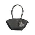 Sac à main femme guess jeans noir en polyuréthane avec surface texturée, poignées supérieures doubles et porte-clés cœur