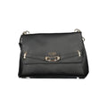 Sac bandoulière guess jeans noir en cuir synthétique texturé avec ferrures argentées pour femme
