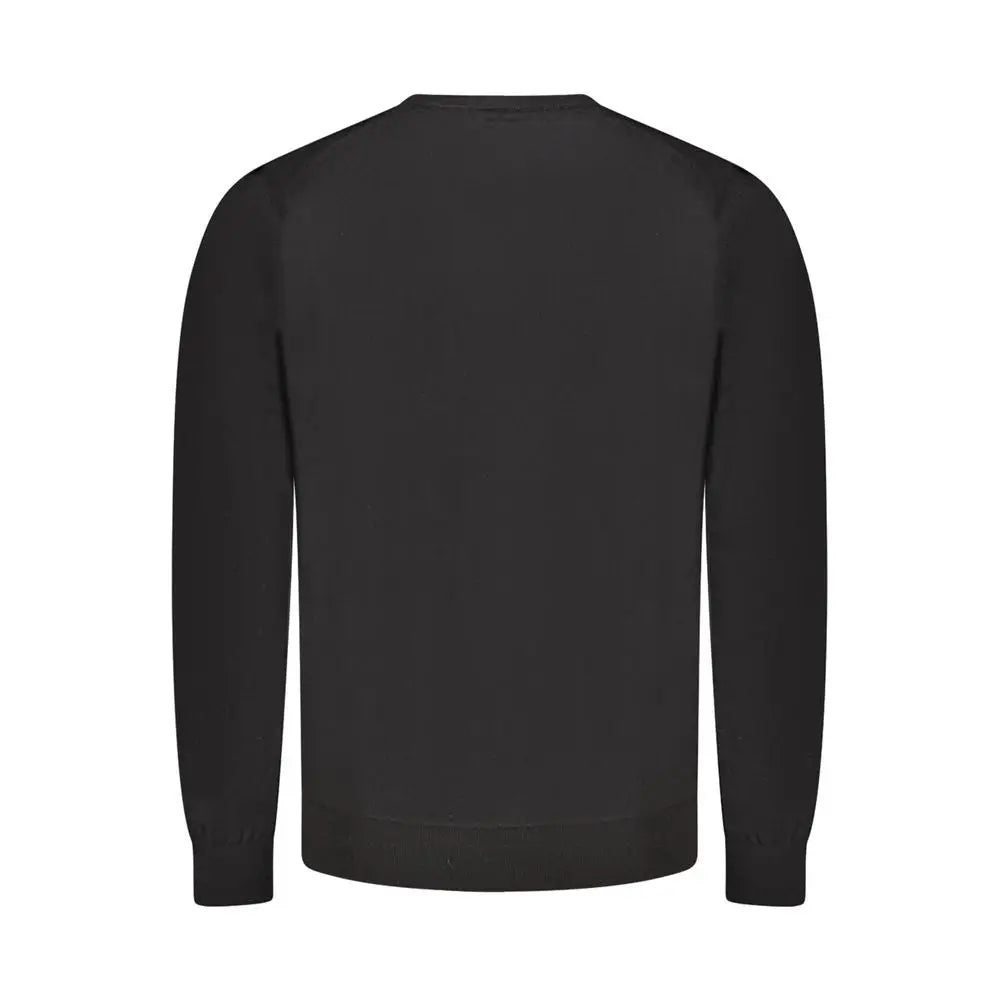 Sweatshirt guess jeans homme en laine noir à manches longues col rond en tissu lisse et uni